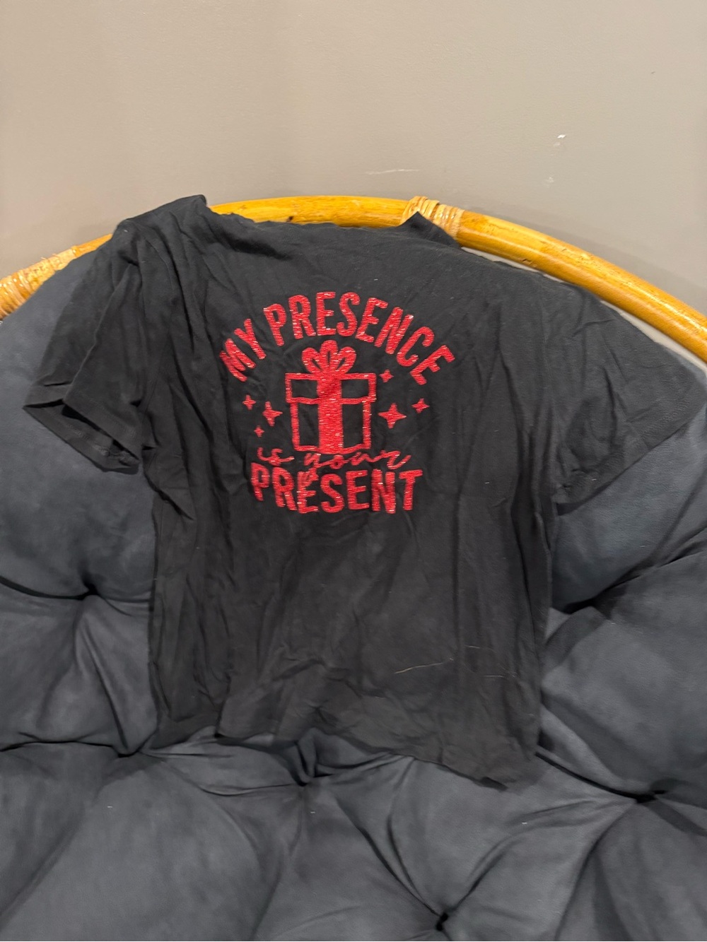 a new day Black Short-Sleeve Tee with Red Gift Graphic and Slogan